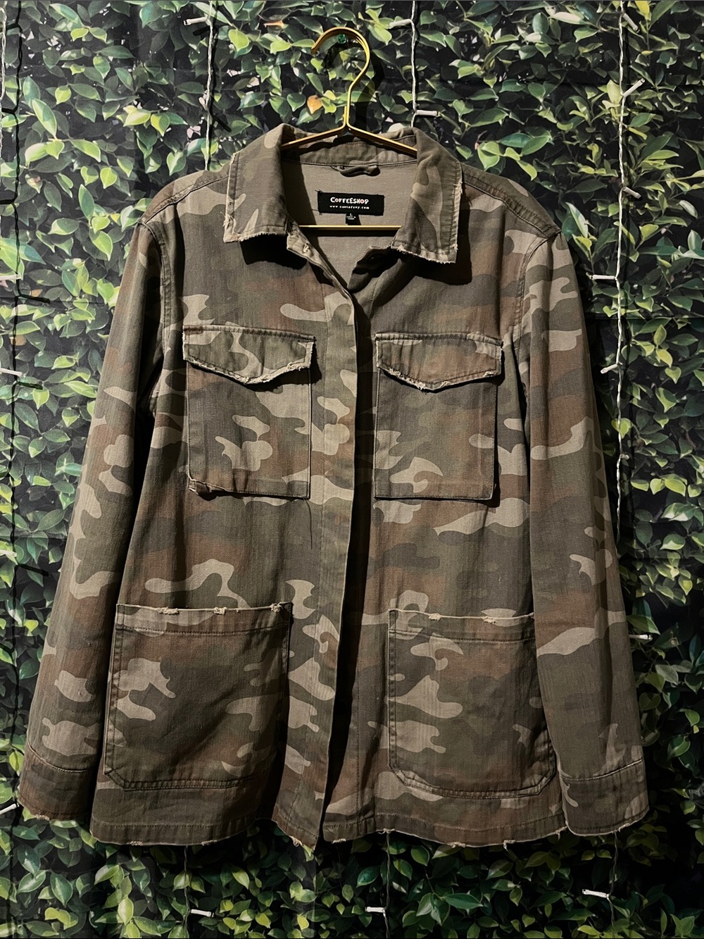 CoffeeShop Camo Field Shacket Jacket - Olive Green